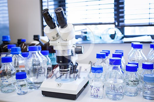 Chemistry lab (shallow DOF; color toned image) Chemistry lab (shallow DOF; color toned image)