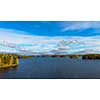 Lake scenery and islands in autumn colors