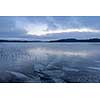 Cold lake scenery in december