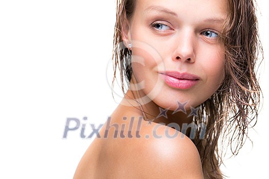 Beauty portrait of a pretty female model (color toned image)
