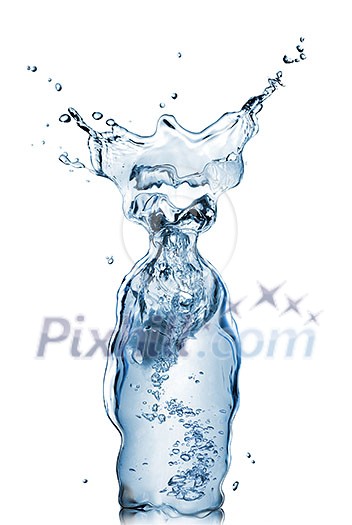 bottle from water and splash isolated on white bottle from water and splash isolated on white
