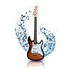 electric guitar with water splash isolated on white