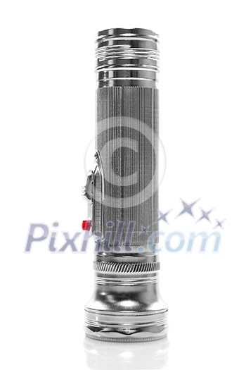 metal flashlight isolated on white