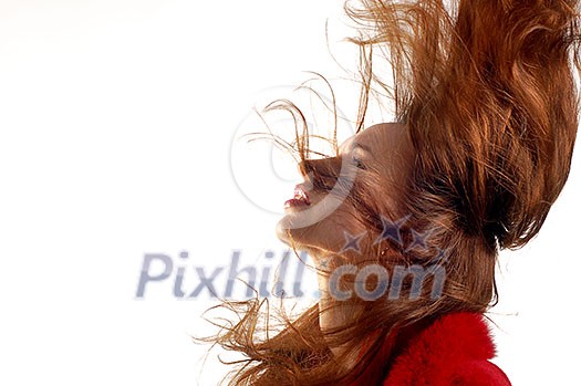 young girl with hair in motion young girl with hair in motion