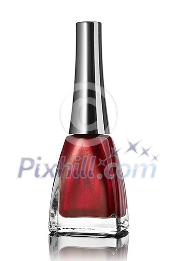 red nail polish bottle isolated on white
