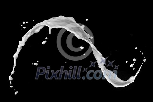 milk splash isolated on black