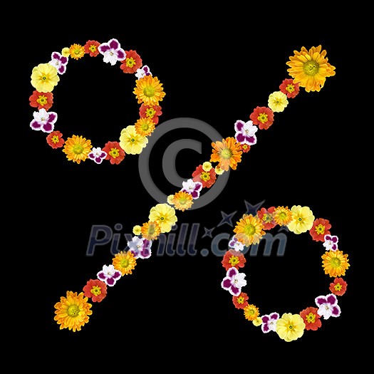 decorative percentage symbol from color flowers decorative percentage symbol from color flowers