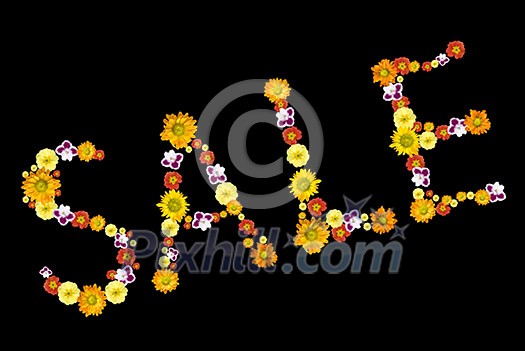 sale. decorative letters from color flowers