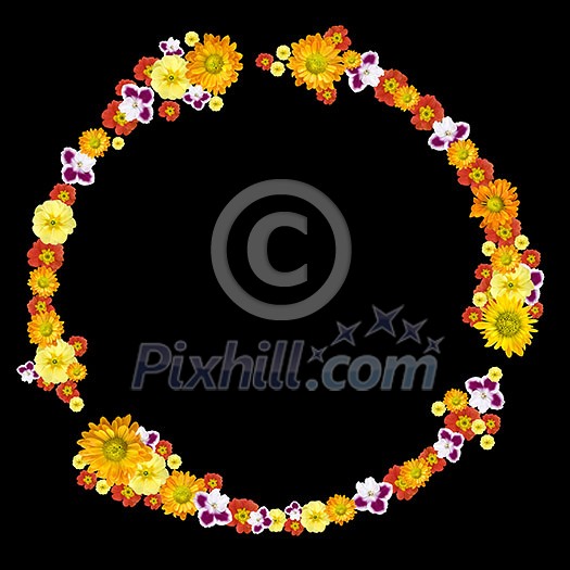 decorative environment and recycling symbol from color flowers