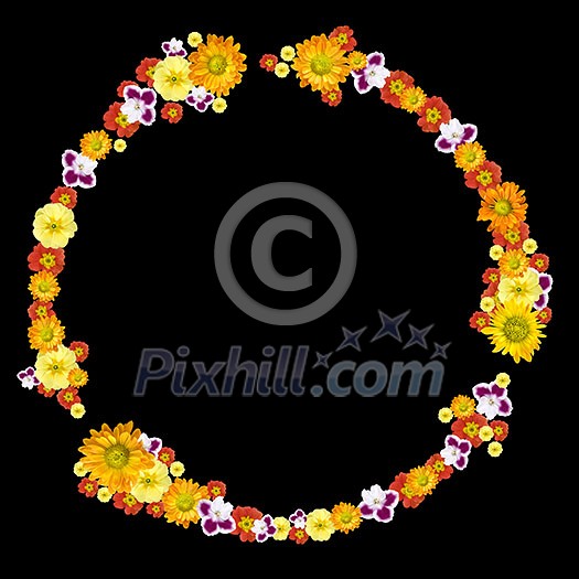 decorative environment and recycling symbol from color flowers decorative environment and recycling symbol from color flowers