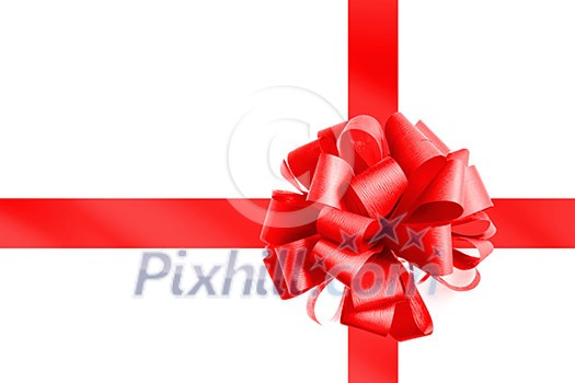 Red bow and ribbon isolated on white