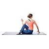 Beautiful sporty fit yogini woman practices yoga asana ardha matsyendrasana - half spinal twist pose isolated on white background