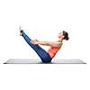 Beautiful sporty fit yogini woman practices yoga asana Paripurna navasana - boat pose isolated on white background
