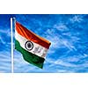 India symbol indian flag against blue sky