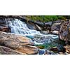 Panorama of waterfall cascade shot with long exposure