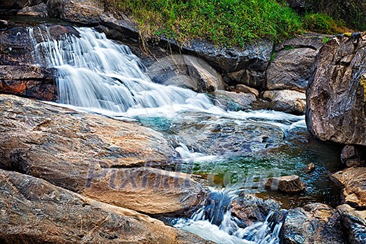 Panorama of waterfall cascade shot with long exposure