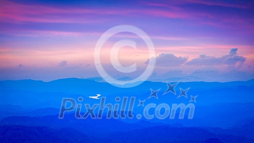Panorama of sunset landscape in mountains. Munnar, Kerala, India Panorama of sunset landscape in mountains. Munnar, Kerala, India