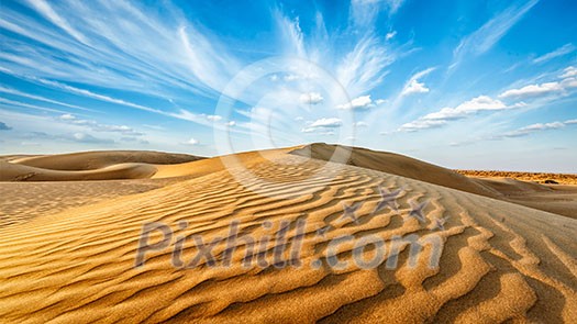 Panorama of dunes of Thar Desert. Sam Sand dunes, Rajasthan, India Panorama of dunes of Thar Desert. Sam Sand dunes, Rajasthan, India