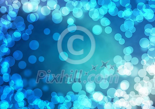 Abstract background blue image with bokeh lights