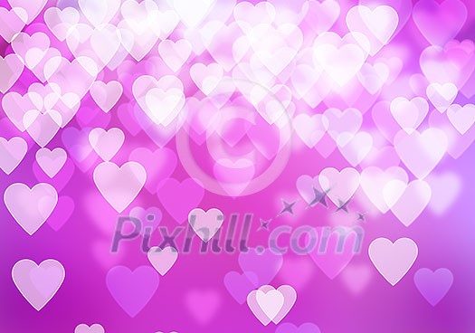 Abstract background image with bokeh lights and hearts