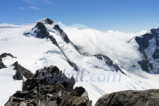 Mountain landscape with snow and clear blue sky Mountain landscape with snow and clear blue sky