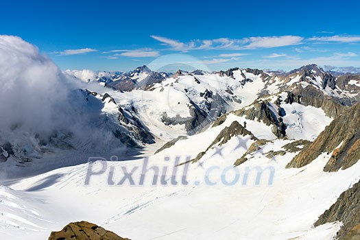 Mountain landscape with snow and clear blue sky Mountain landscape with snow and clear blue sky