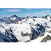 Mountain landscape with snow and clear blue sky