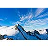 Mountain landscape with snow and clear blue sky