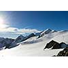 Mountain landscape with snow and clear blue sky