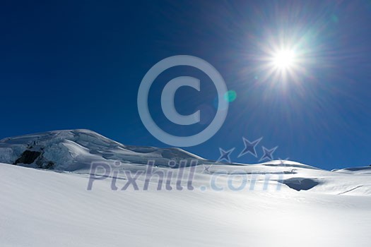 Mountain landscape with snow and clear blue sky Mountain landscape with snow and clear blue sky