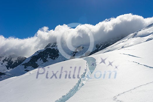 Mountain landscape with snow and clear blue sky Mountain landscape with snow and clear blue sky