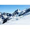 Mountain landscape with snow and clear blue sky