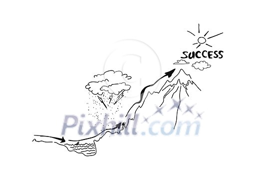 Background image with business sketches on white wall Background image with business sketches on white wall