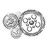 Background image with sketched gears on white backdrop