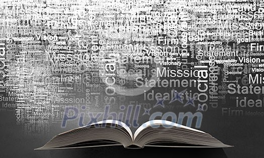Opened book and business leadership conceptual words Opened book and business leadership conceptual words