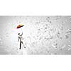 Businessman flying in sky on colorful umbrella
