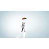 Businessman flying in sky on colorful umbrella