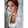 Portrait of a lovely redhead bride. Shallow depth of field.