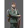 German infantryman during the first world war. Isolated on gray.