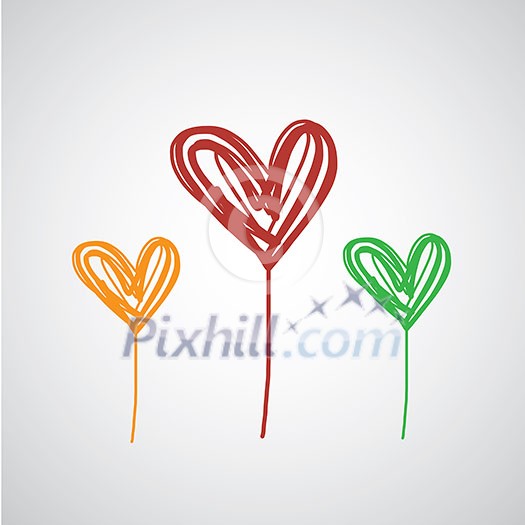 vector hand drawn three heart vector hand drawn three heart