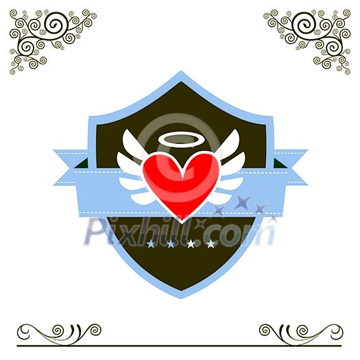 vector heart symbol vintage label 