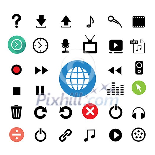 vector music button  icon set  