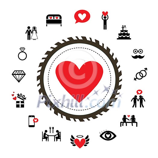 vector wedding and valentine icon set vector wedding and valentine icon set