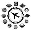 plane and globe vector icon set   