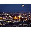 Night aerial view of Munich from Olympiaturm (Olympic Tower). Munich, Bavaria, Germany