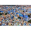 Aerial view of Jodhpur, also known as Blue City due to the vivid blue-painted Brahmin houses around Mehrangarh Fort. Jodphur, Rajasthan