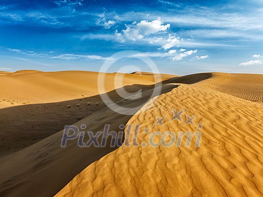 Sam Sand dunes in Thar Desert. Rajasthan, India Sam Sand dunes in Thar Desert. Rajasthan, India