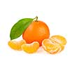 Orange tangerine with segments isolated on white background