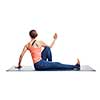 Beautiful sporty fit yogini woman practices yoga asana Marichyasana C - seated spinal twist isolated on white