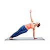 Beautiful sporty fit woman practices yoga asana Vasisthasana - side plank pose isolated on white
